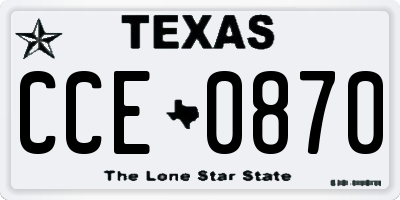 TX license plate CCE0870