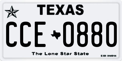 TX license plate CCE0880