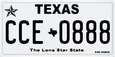 TX license plate CCE0888