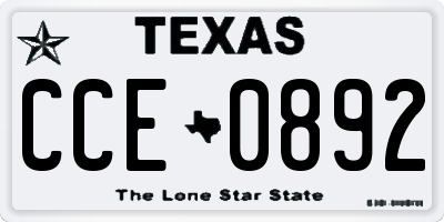 TX license plate CCE0892