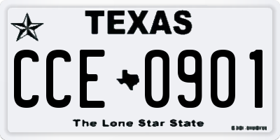 TX license plate CCE0901