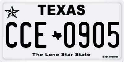 TX license plate CCE0905