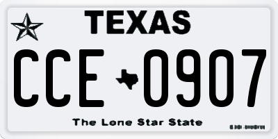 TX license plate CCE0907