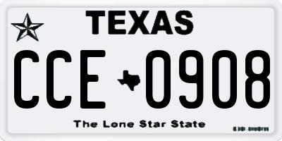 TX license plate CCE0908