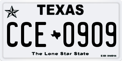 TX license plate CCE0909