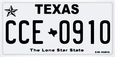 TX license plate CCE0910