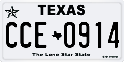 TX license plate CCE0914