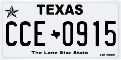 TX license plate CCE0915