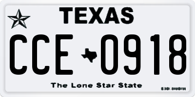 TX license plate CCE0918