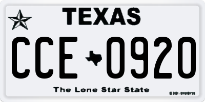 TX license plate CCE0920