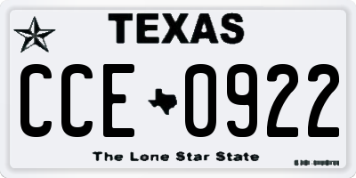 TX license plate CCE0922