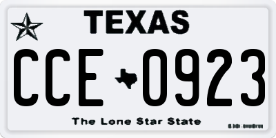 TX license plate CCE0923