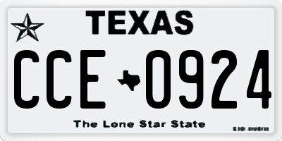 TX license plate CCE0924