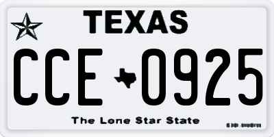 TX license plate CCE0925