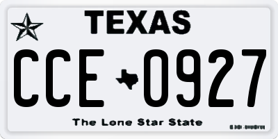 TX license plate CCE0927
