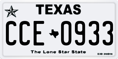 TX license plate CCE0933