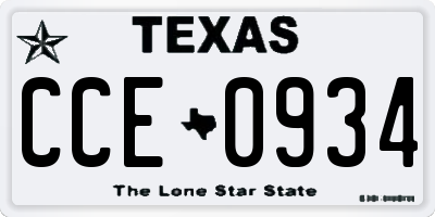 TX license plate CCE0934