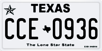 TX license plate CCE0936
