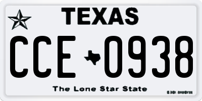 TX license plate CCE0938