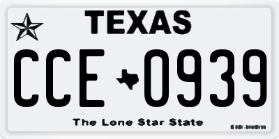 TX license plate CCE0939