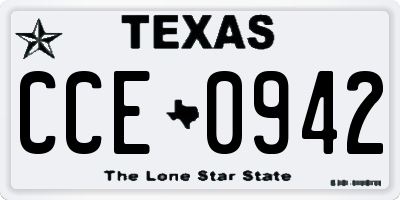 TX license plate CCE0942