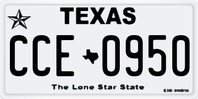 TX license plate CCE0950
