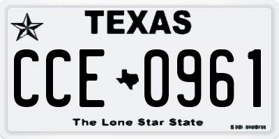 TX license plate CCE0961