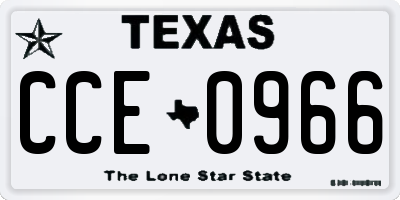 TX license plate CCE0966