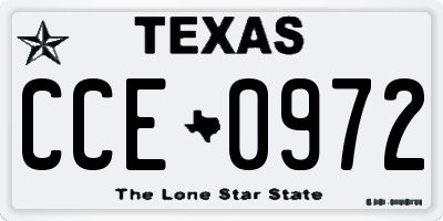 TX license plate CCE0972