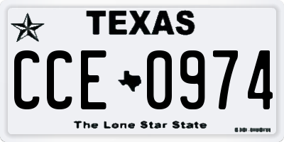 TX license plate CCE0974