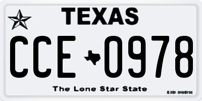 TX license plate CCE0978