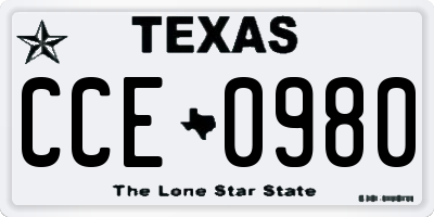 TX license plate CCE0980