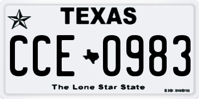 TX license plate CCE0983