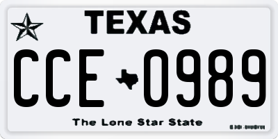 TX license plate CCE0989