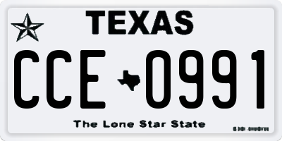 TX license plate CCE0991