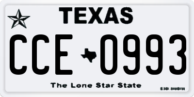 TX license plate CCE0993