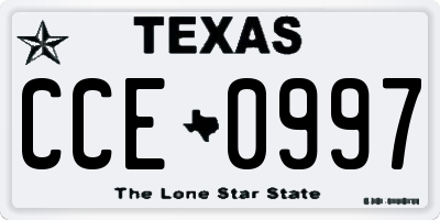 TX license plate CCE0997