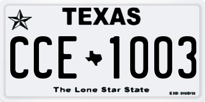 TX license plate CCE1003