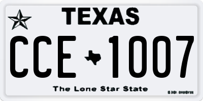 TX license plate CCE1007