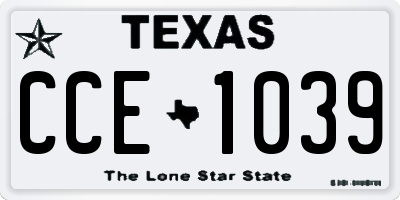 TX license plate CCE1039