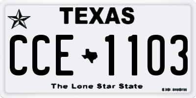 TX license plate CCE1103