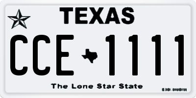TX license plate CCE1111