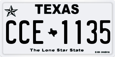 TX license plate CCE1135