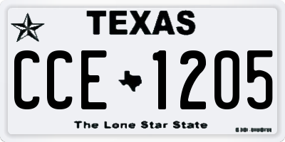 TX license plate CCE1205
