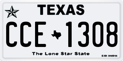 TX license plate CCE1308