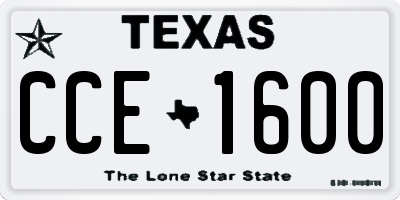 TX license plate CCE1600