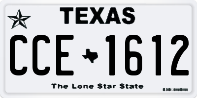 TX license plate CCE1612