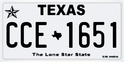 TX license plate CCE1651