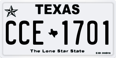TX license plate CCE1701