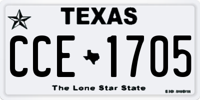 TX license plate CCE1705